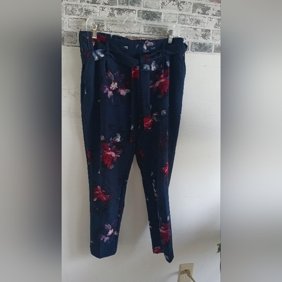 Floral Print Navy Pants - Picture 1 of 5
